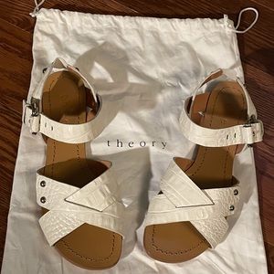 Theory Croc Embossed Leather Sandals sz6